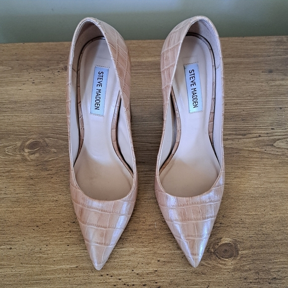 Steve Madden Heels Womens Size 9M Tan Brown Prance Pumps Crocodile Pointed Toe - Picture 7 of 15